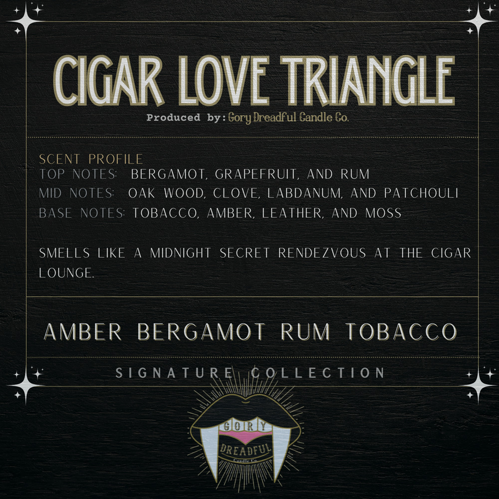 CIGAR LOVE TRIANGLE Sizzling Room Salt Potpourri:  Amber Bergamot Rum Tobacco - Picture 2 of 9
